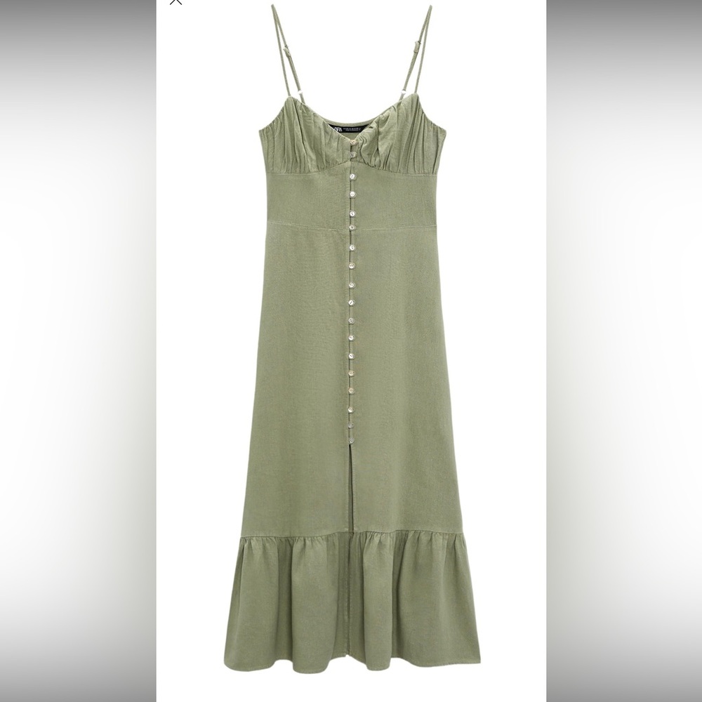 NWT Zara Olive Linen Dress